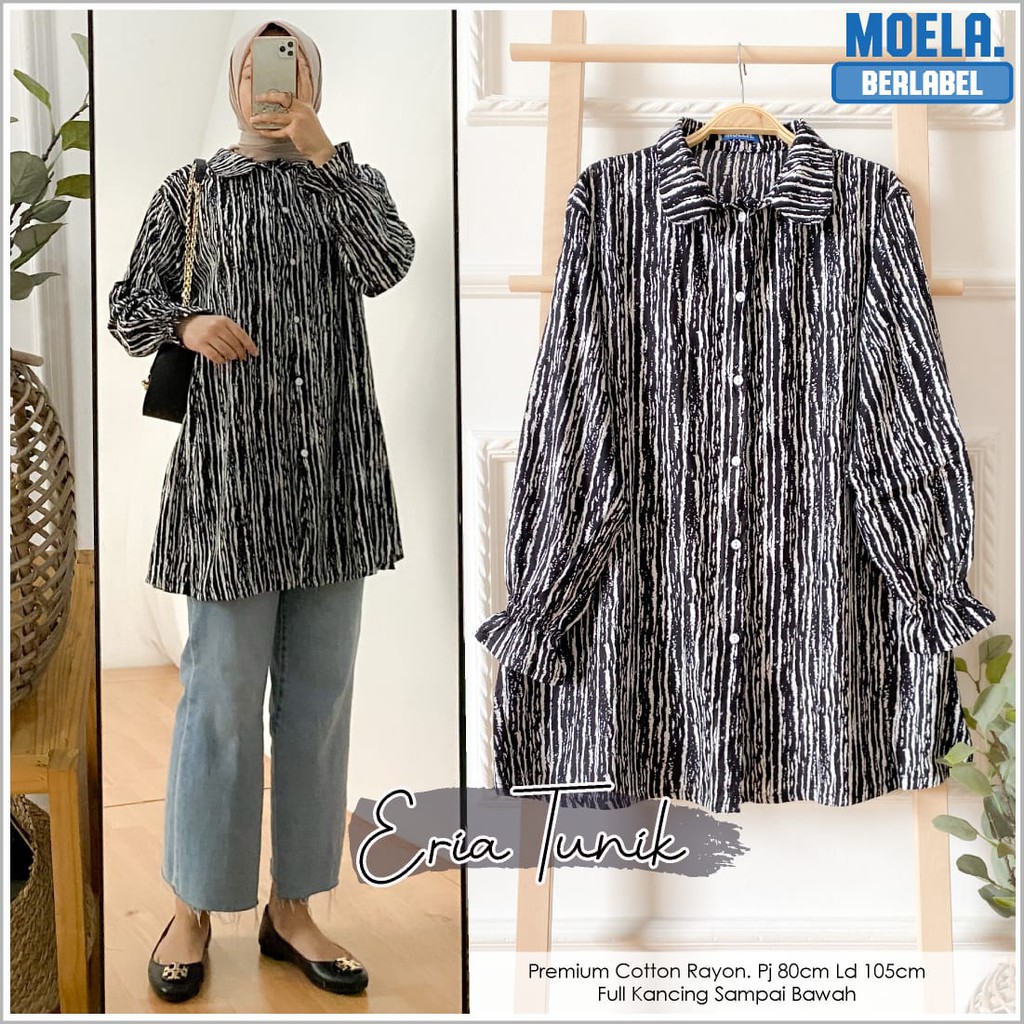 Eria  Baju Tunik Wanita Murah Atasan Wanita Muslim Remaja Kekinian Tunic Busui Motif Moela Terbaru