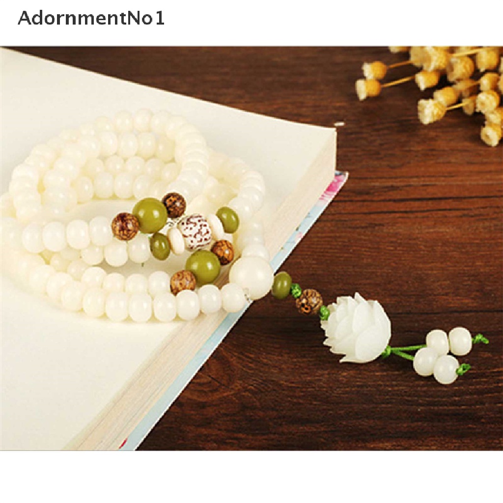 (AdornmentNo1) Gelang Manik Bodhi Akar Teratai Putih Alami Original