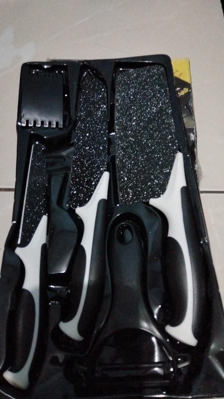 Set Pisau 5 Pcs Batu Maifan Black 5 In 1 Pisau Serbaguna Centum