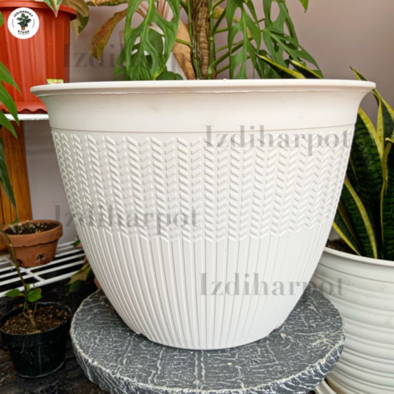 pot bunga tanaman cjp padi 35cm putih - CJP PADI 35 PUTIH 9935