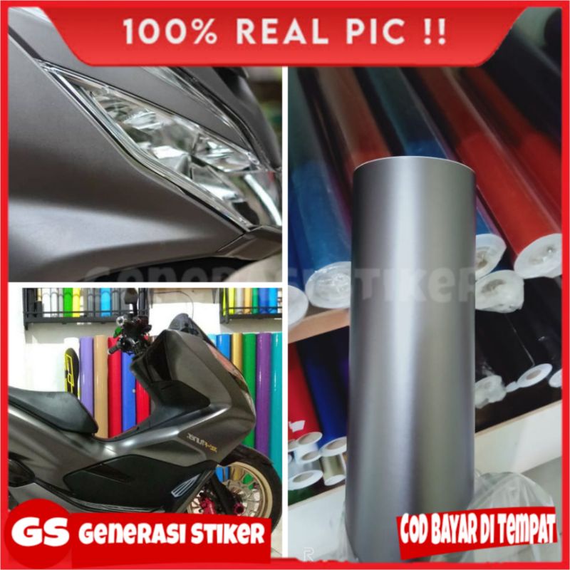 Stiker Skotlet Abu Abu Satin Dop Skotlet Grey Doff Chrom Sekotlet Motor