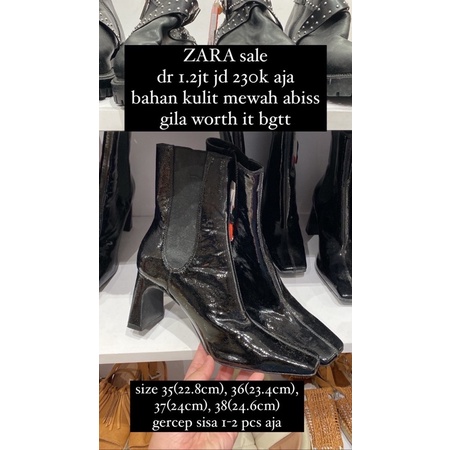 BOOTS HEELS GLOSSY ZARA BIG SALEE DARI 1.2JUTA (JASTIP)