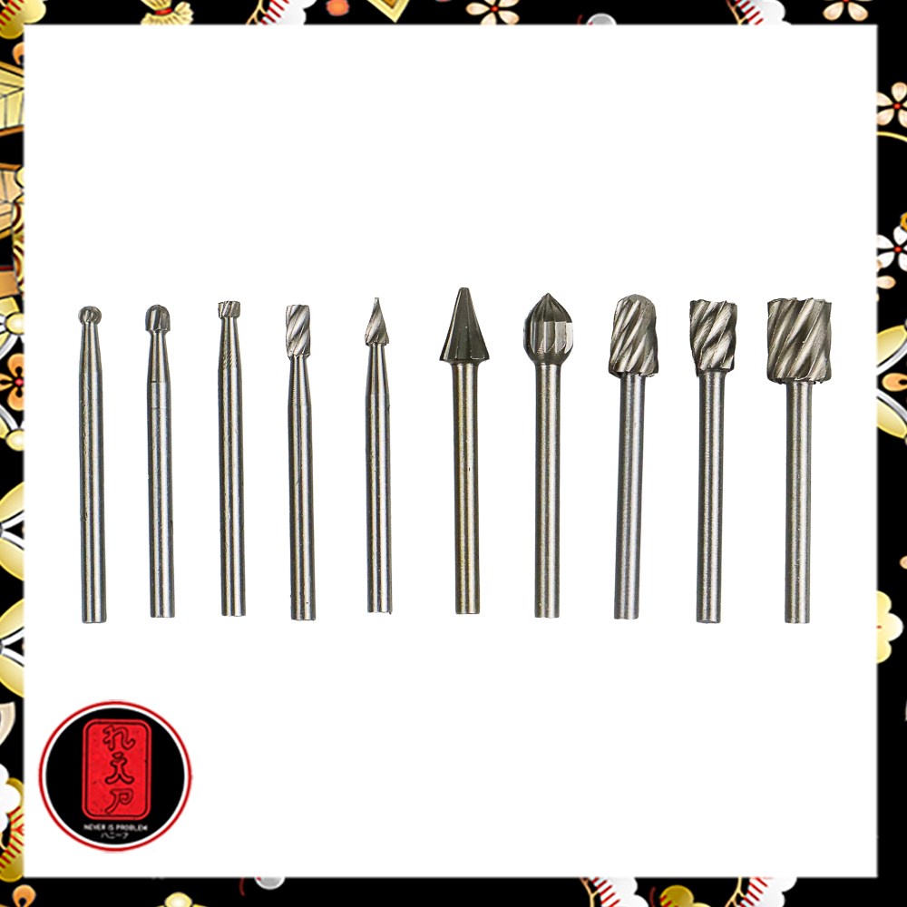 Mata Bor Tungsten Carbide Cone Spiral 10 PCS - GJ0106 - Silver