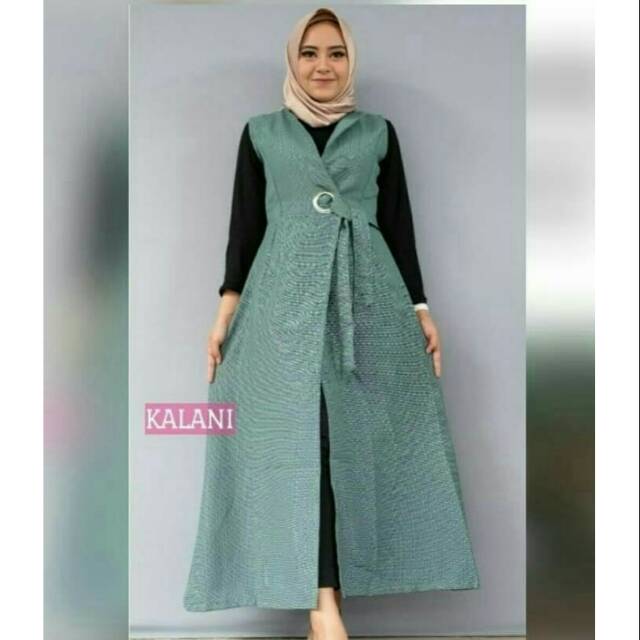 Auter Kalani tosca RO/Fashion wanita baju rompi panjang cewek rompi auter wanita tosca