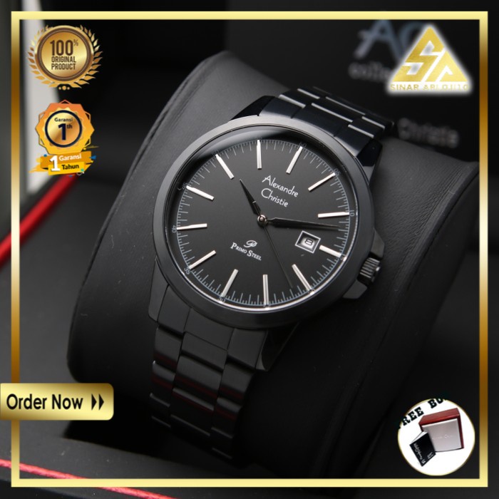 JAM TANGAN ALEXANDER CHRISTIE ALEXANDRE CHRISTIE PRIA COWOK ORIGINAL ORI BRANDED FULL BLACK AC 1008