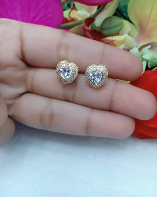 Anting love lapis emas