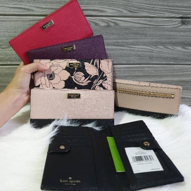 dompet kate   spade cameron large slim bifold wallet red chilli original