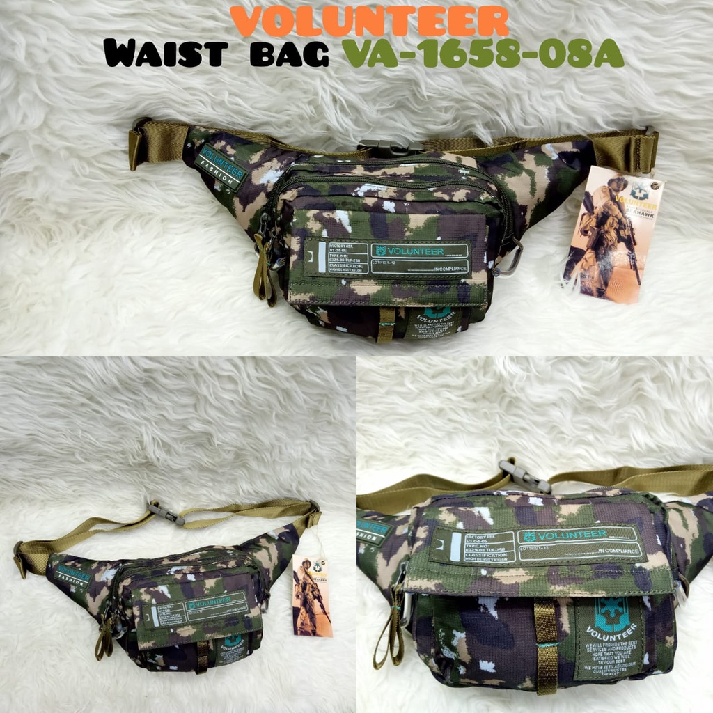 TAS ARMY WAIST BAG/PINGGANG VOLUNTEER 1658-08A ORIGINAL IMPORT (BISA BAYAR DI TEMPAT)