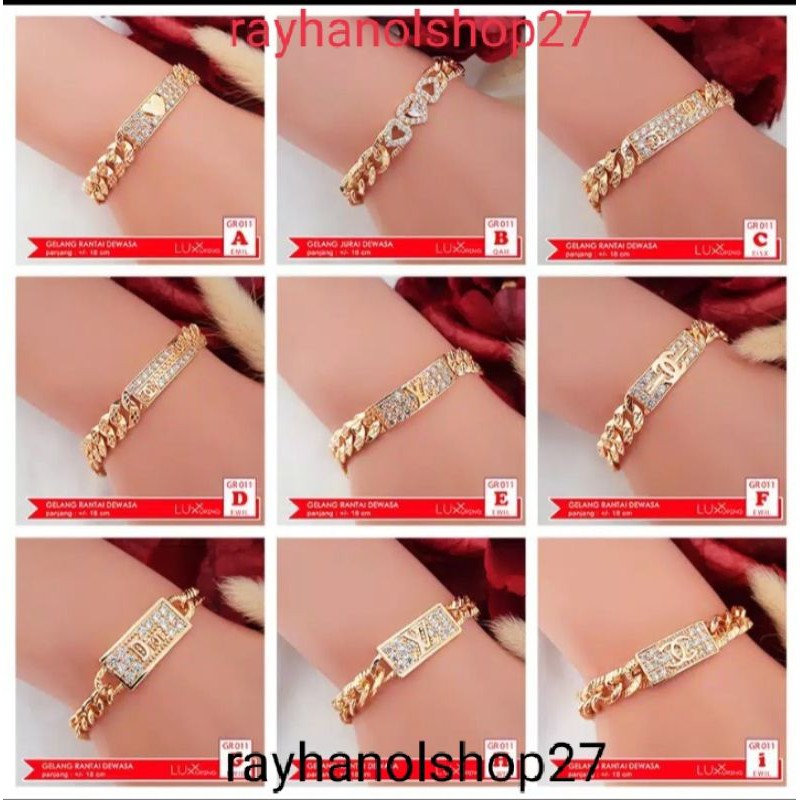 PERHIASAN WANITA DEWASA GELANG TANGAN TITANIUM MOTIF PILIHAN LAPIS EMAS 24 K