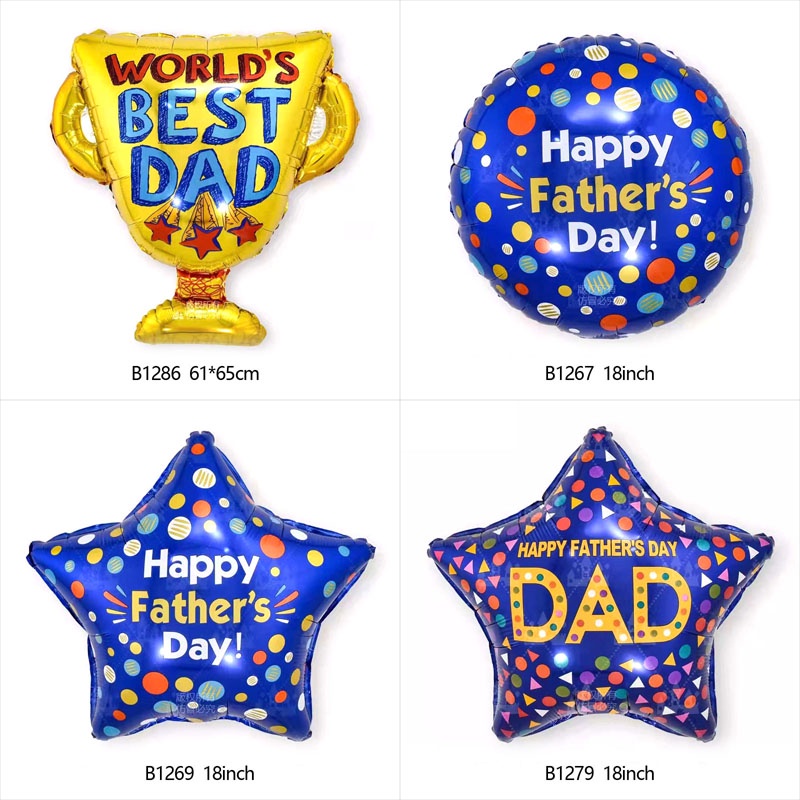 HAPPY TIME BALON FOIL TEMA FATHER'S DAY HARI AYAH JUMBO BULAT BINTANG BALON UNTUK ORANG TUA PESTA HAPPY BIRTHDAY HBD