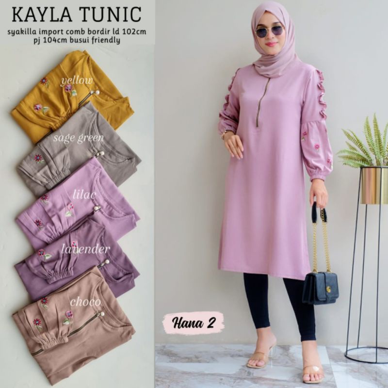 TUNIK mini dress kayla bahan syakilla import comb bordir