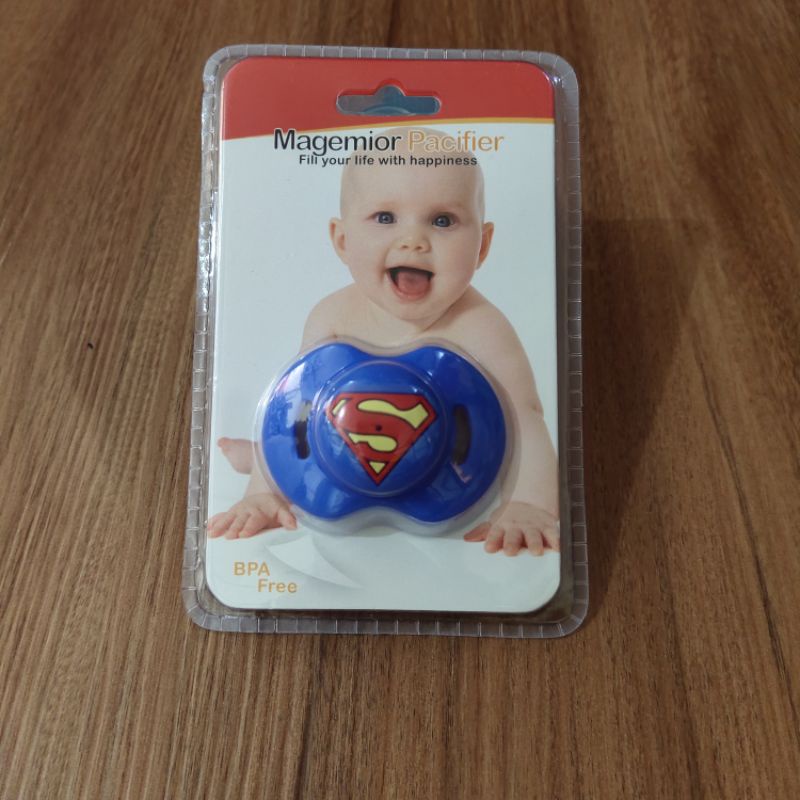 Hot Model! Empeng Bayi Dot Silikon Model Gepeng Superhero Superman Pacifier Free Box