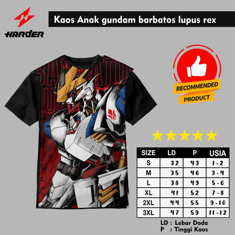 Kaos Anak Gundam Barbatos Lupus Rex - Zipzip