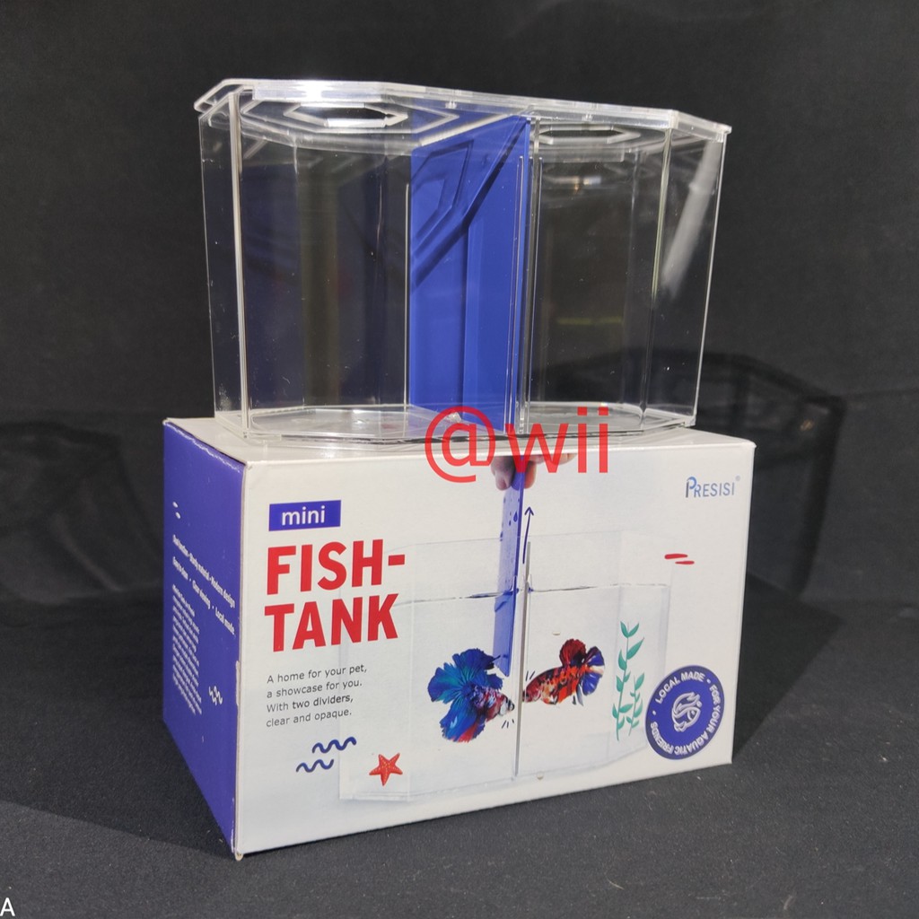 MINI FISH TANK PRESISI aquarium Soliter cupang sekat akrilik bening