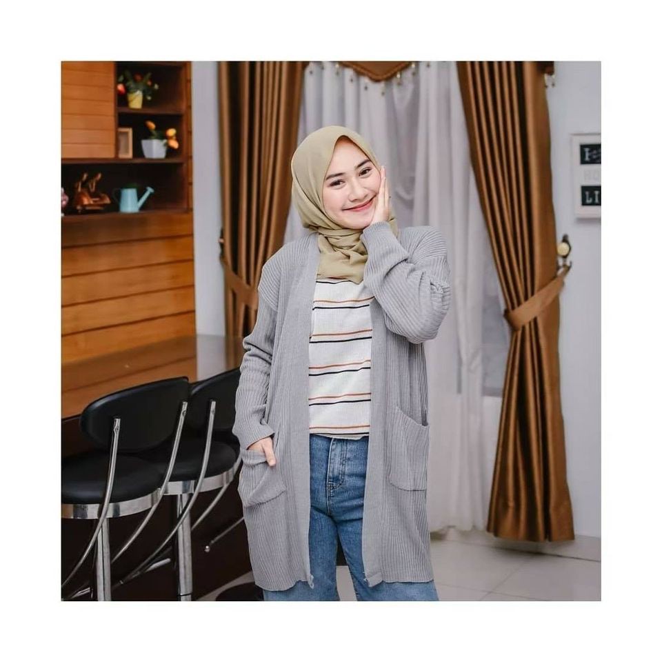 Outer Nakara Rajut Wanita - Long Outer Premium Halus Cardigan - Cardy Basic