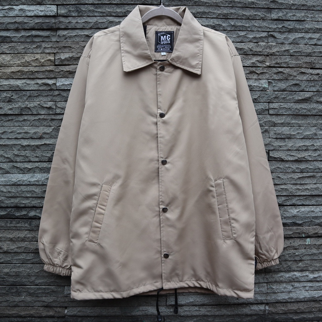 Mcvois Jaket Coach Pria Anti Air Premium Distro-Coach Krem Polos