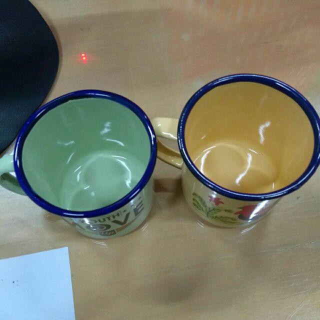 Gelas Enamel / Blek / Seng / Kaleng Jadul Mungil souvenir / Bergambar Satu Sisi