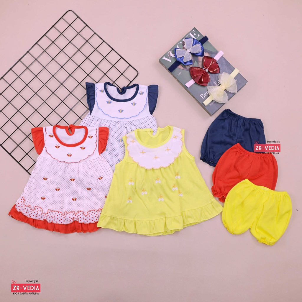 [FREE BANDANA] Setelan Baby Berry 0-12 Bulan / Baju Tidur New Born Set Perempuan Lengan Baby Perempuan Celana Pop ZR Vedia