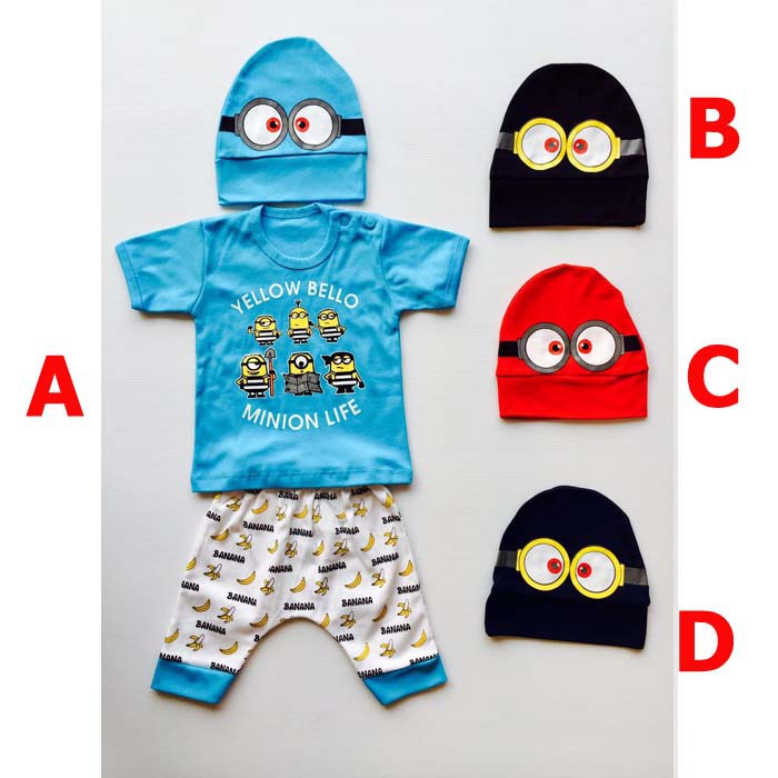 Baju Bayi Laki Laki Setelan Bayi Topi Lucu - Minion Bello