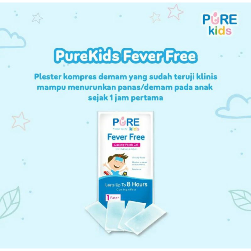 Bye Bye Fever Bayi Anak | Pure Baby Kids Fever Free Cooling Patch Gel Plester Kompres Penurun Demam Bayi