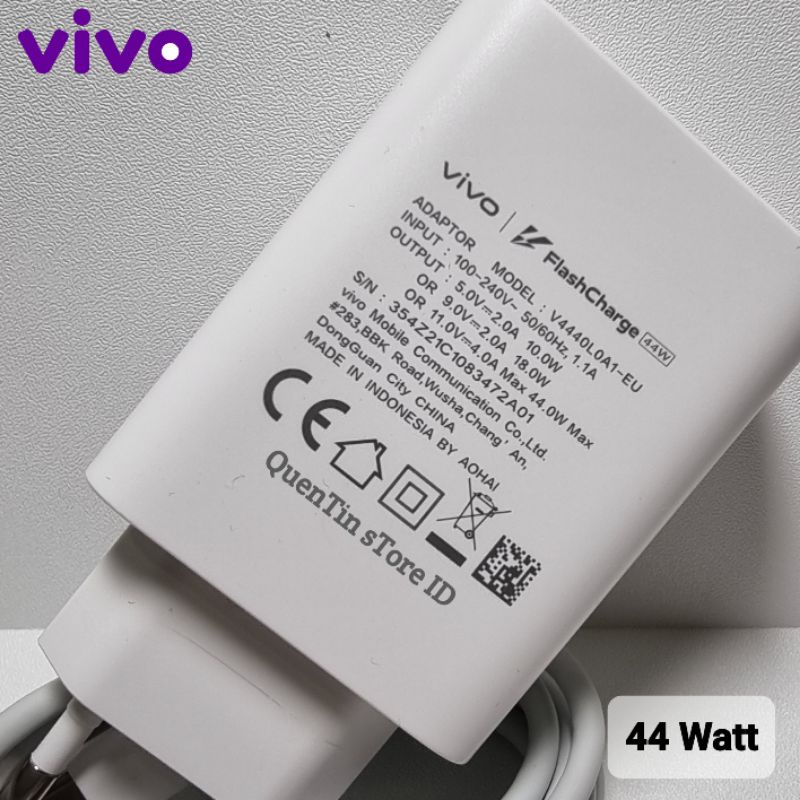 Charger Copotan Vivo V23e V23 5G X70 pro 44 Watt Flash Charge Original Bawaan Hp100%