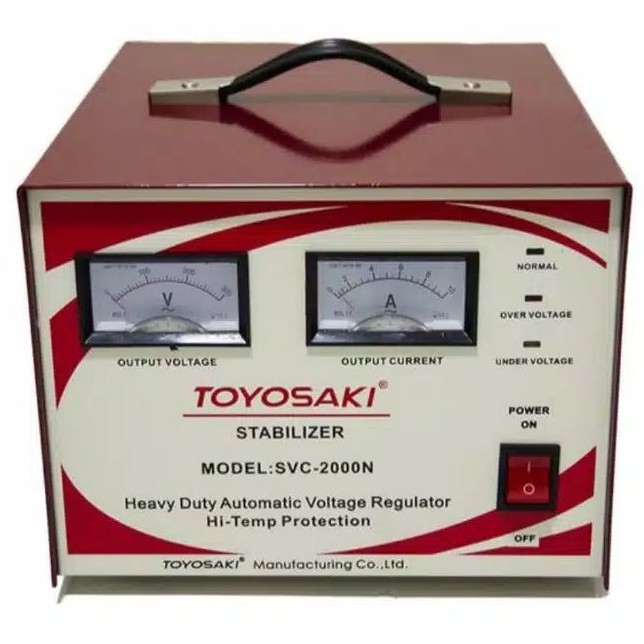 Stabilizer TOYOSAKI Kapasitas 2000Watt Model SVC-2000N BEST Quality + Rangkaian Kabel