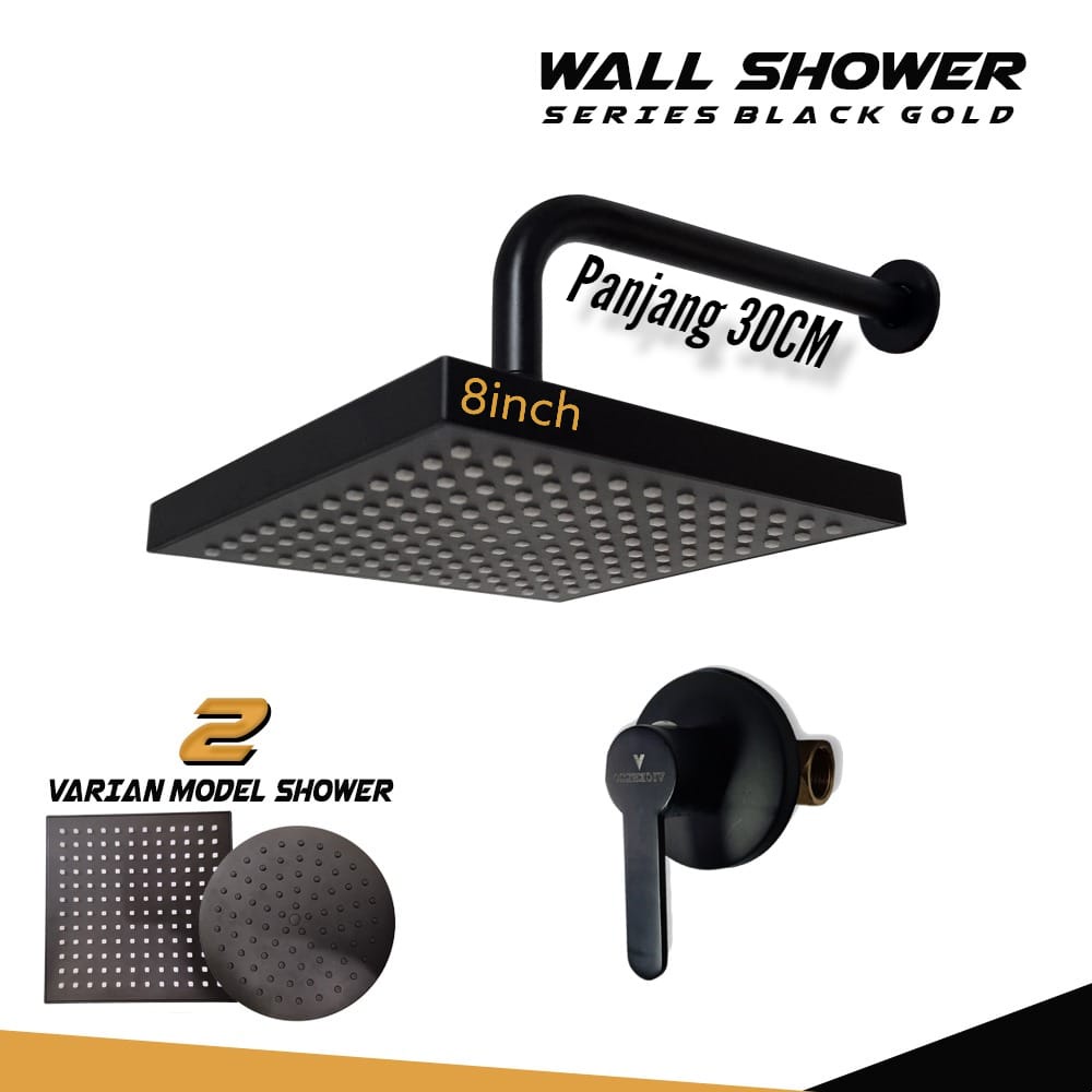 Wall Shower Paket Stop Kran Tanam/Shower Mandi/Stop Kran Tanam Kuningan 1/2inch