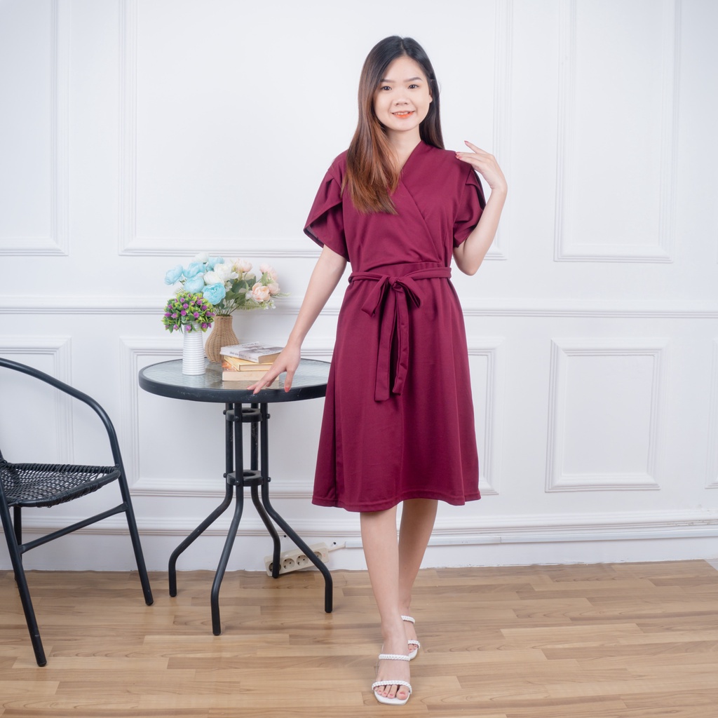 IL - Lolina Dress Casual Terusan Premium Crepe / Dress Polos Wanita Korean Style