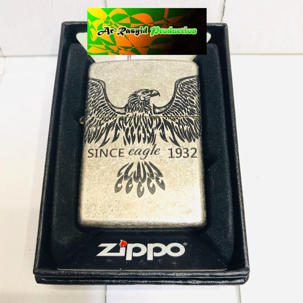 Korek Api Minyak Zippo Matte Kw Motif Eagle Elang 10