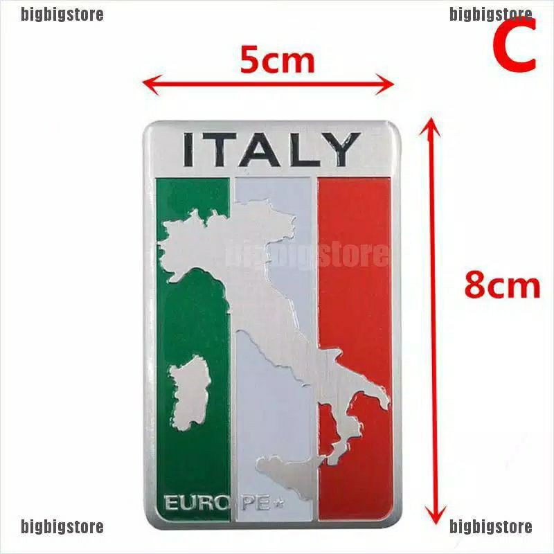 stiker 3D aluminium emblem logo lambang negara bendera jepang italia Inggris dekor mobil motor vespa