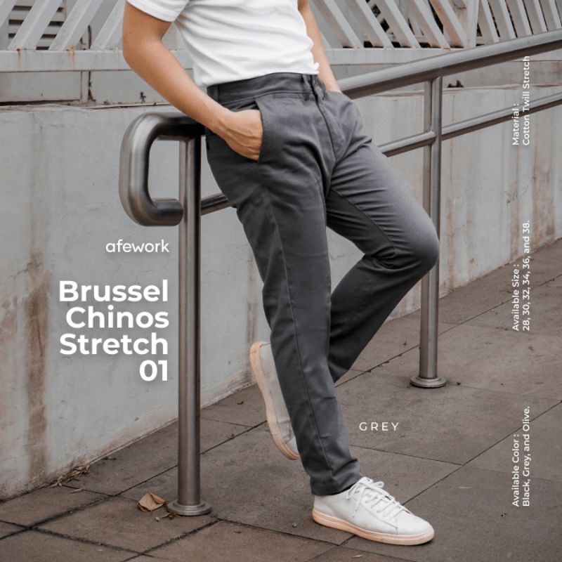 BRUSSEL CHINOS STRETCH 01 • CELANA PRIA CASUAL AFEWORK