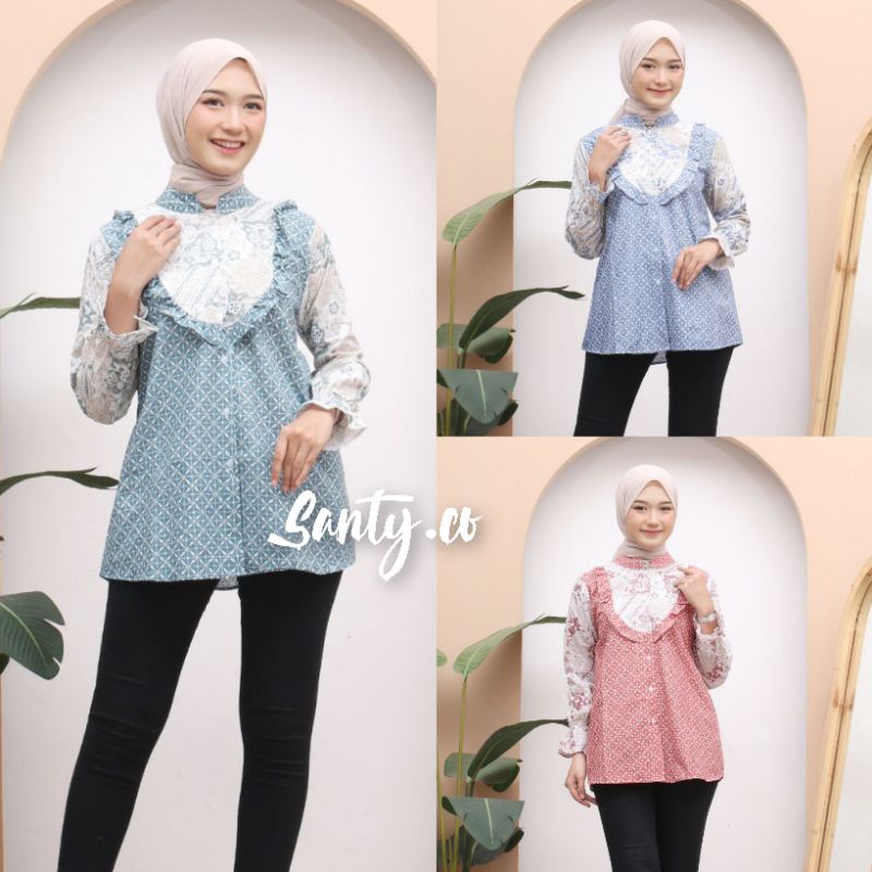 Blouse Batik Wanita Seragam Kerja Kekinian