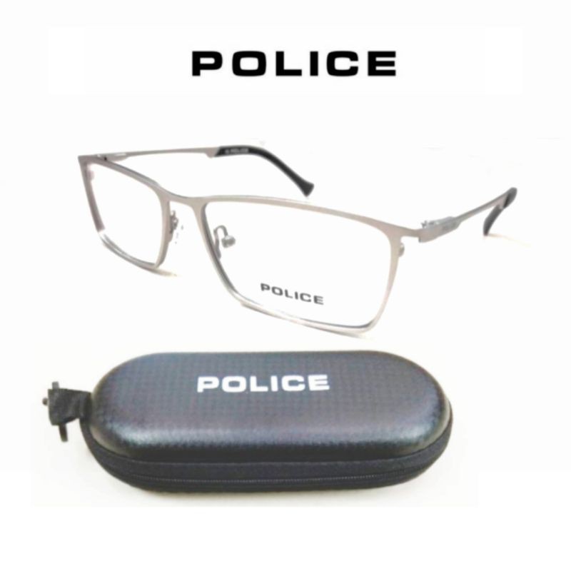 Frame Kacamata Minus Pria Titanium Police C09 S55 Silver - Model Simple dan Elegan