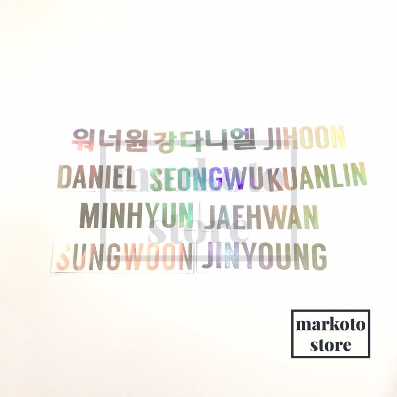 WANNA ONE STICKER HOLOGRAM STIKER LIGHTSTICK KANG DANIEL PARK JIHOON KIM JAEHWAN HWANG MINHYUN