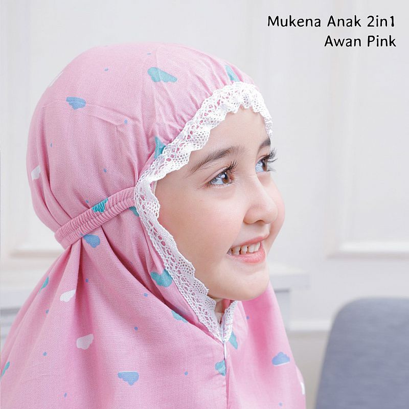 Mukena Anak Rayon Tanggung 2 in 1 Motif Awan