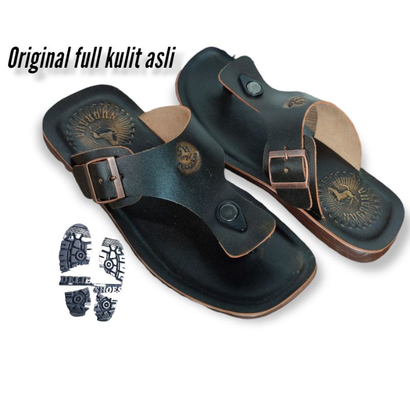 Sandal pria kulit asli original model jepit