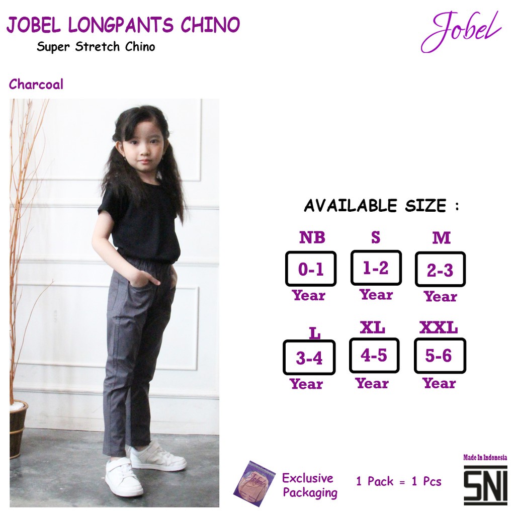 Celana Panjang Anak Perempuan Laki Laki 0-6 Tahun Jobel Long Pants Chino 1pcs