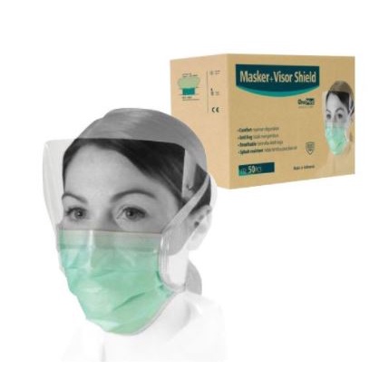 Masker Tali+Visor Shield Anti Fog OneMed Pak isi 10pcs OJ