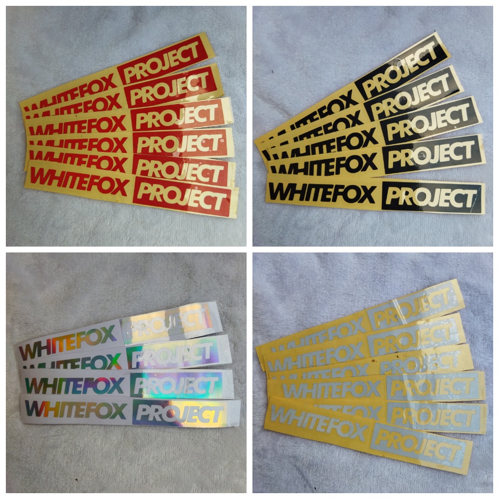 STIKER CUTTING WHITE FOX PROJECT MOTOR HELM MOBIL TERBARU VARIASI RACING LOGO HOLOGRAM MURAH COD