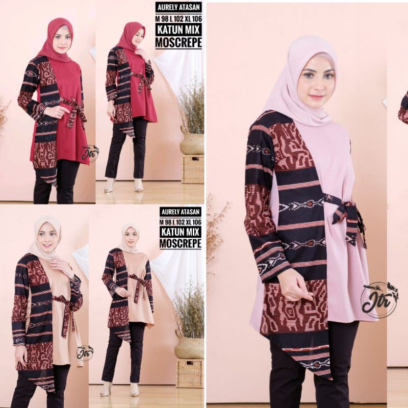 Atasan Batik Wanita-Atasan Batik Brokat batik kombinasi kekinian-TUNIK BISA COD