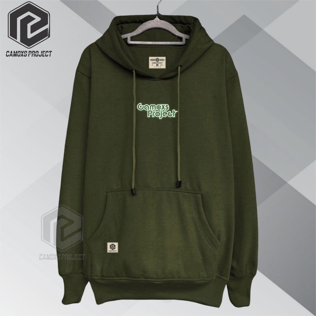 Hoodie Sweater Pria Distro Hijau Army List Camoxs Project Hodie Sweter Cowok Cewek Hode Oversize Unisex Terlaris