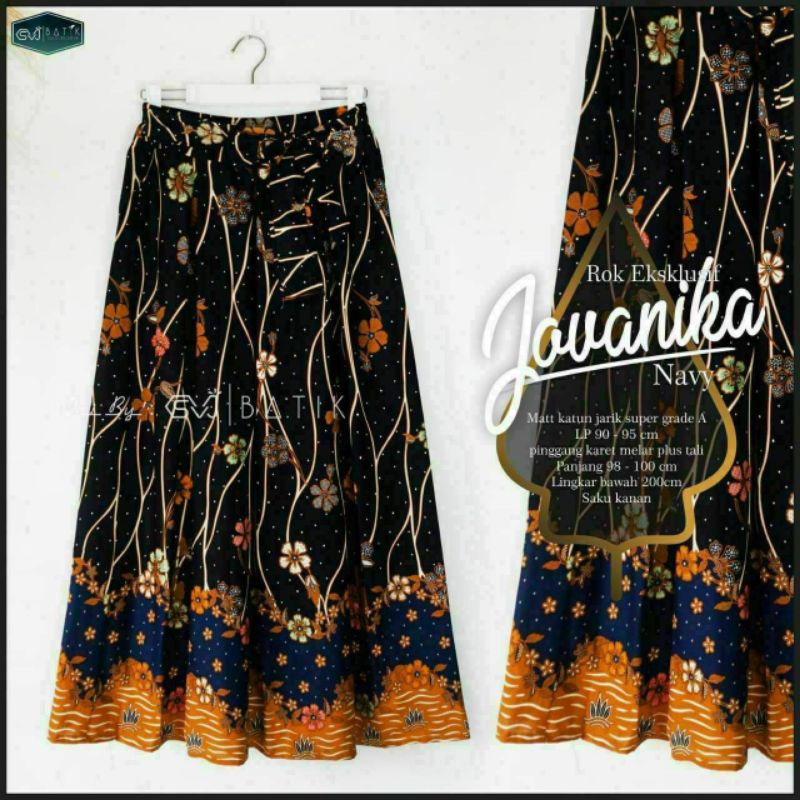 Rok Katun Motif Batik Wanita Remaja Dewasa Panjang Jumbo Fashion Muslim Kekinian Terbaru Pekalongan-T