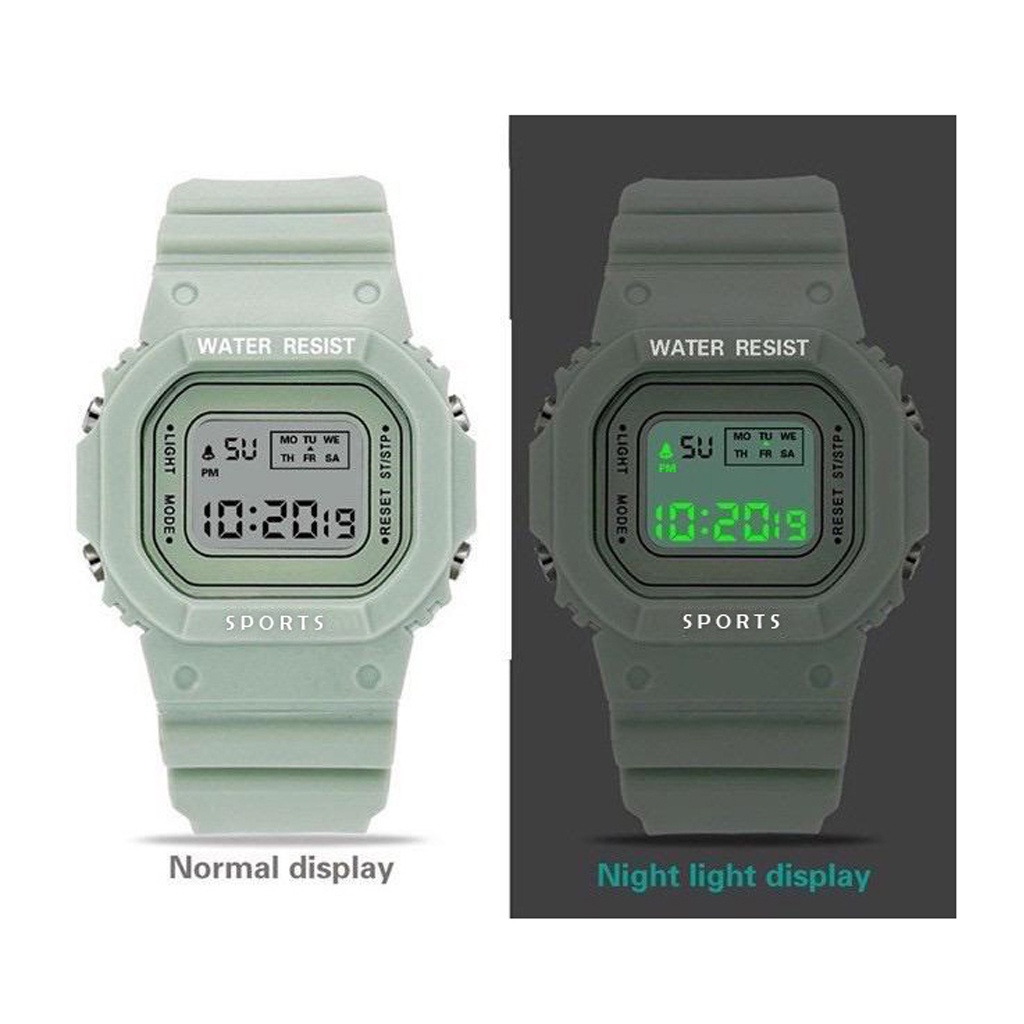 BRGUNIK Jam Tangan Digital Rubber Pria Wanita Segi 5600 Grosir Murah Karet Sport LED Couple JT031