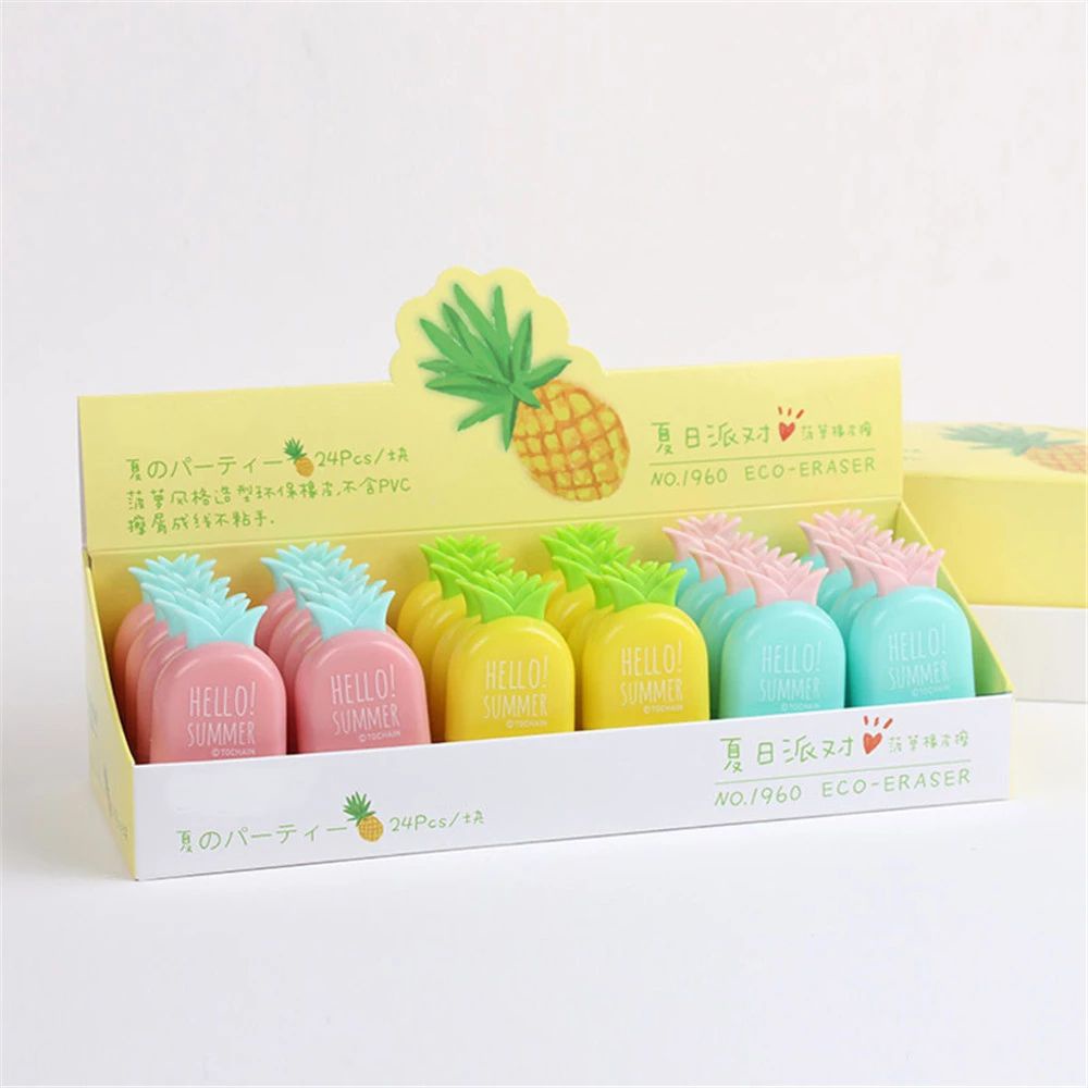 ELEGANT Creative Rubber Eraser Cartoon Correction Supplies Pineapple Eraser Mini Eraser Cute Students Stationery Kids Gift Office Eraser School Supplies