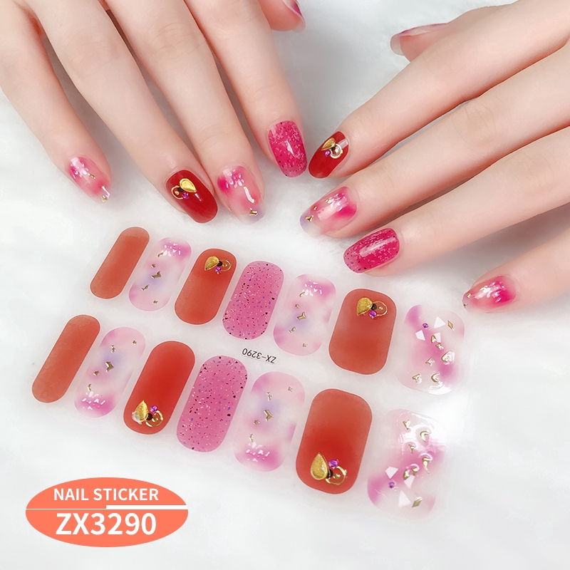 Stiker Kuku 3d Desain Berlian Mutiara Permata Warna Gradasi Laser Untuk Manicure Zx3277-3294