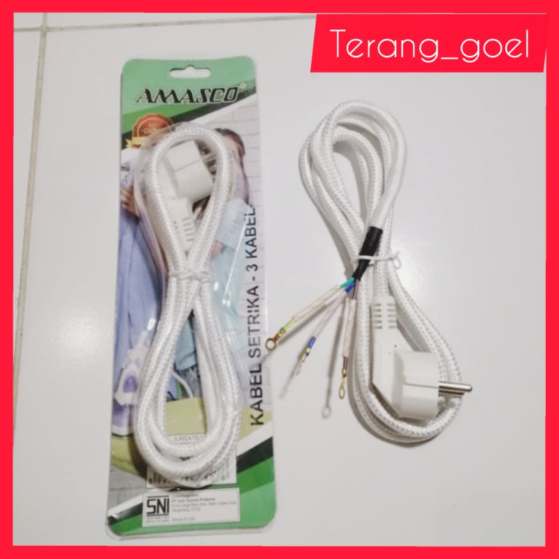 Kabel setrika amasco isi 3 Pin AMC-1607A / Kabel gosokan Amasco Isi 3 Pin 1,8 Meter