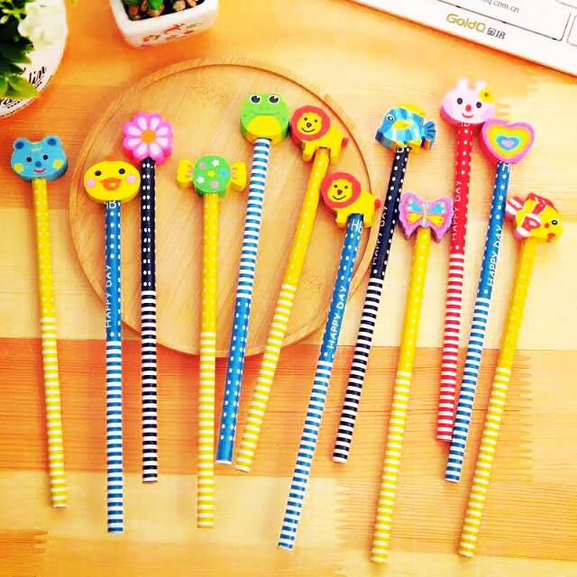 

Pensil penghapus set / pensil kayu bonus penghapus / eraser pencil set import murah