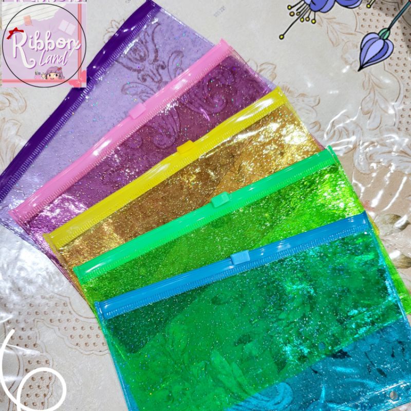 

A6 Zipper Ziplock Bahan PVC Glitter Fullcolour Warna Warni