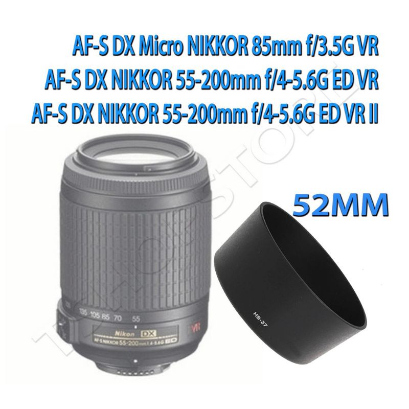 Lenshood Nikon 55-200mm HB-37 lens hood 85mm hb37 lensa hood Hb 37 lensa Nikon 55-200 mm tudung lens