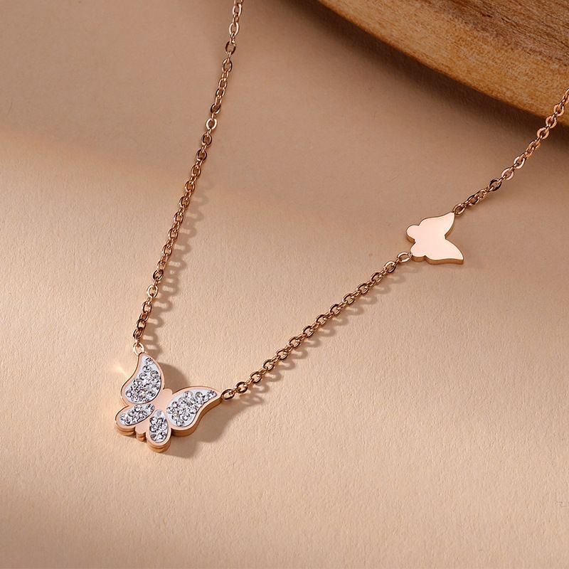 COD! kalung titanium butterfly anti karat / kalung wanita kupukupu titanium import